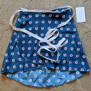 Turquoise Blue Daisy Fishtail High Low Wrap Ballet Dance Yoga Skirt Small Medium